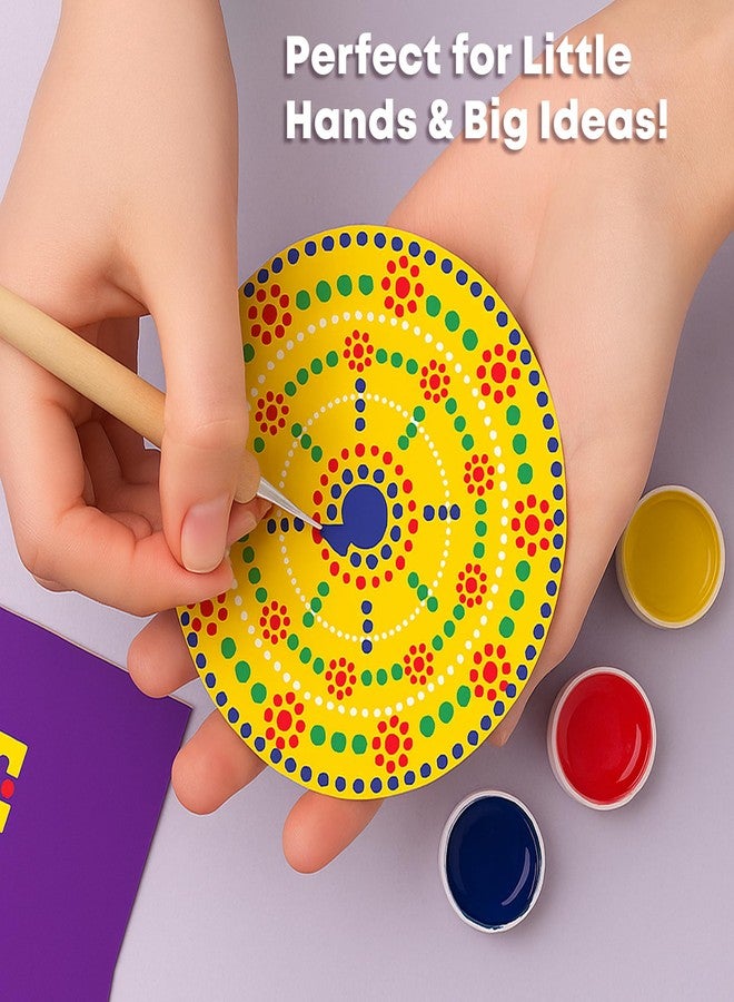 فلو مجموعة FLO Dot Art لرسم قواعد الأكواب للبنات | 8 قواعد أكواب من خشب MDF، قماش، ألوان، فرشاة وأدوات تنقيط | مجموعة فنون وحرف الماندالا للأطفال والكبار | مجموعة الرسم والتلوين كهدية تذكارية لأعياد الميلاد (من عمر 8 سنوات فما فوق) - Image 4